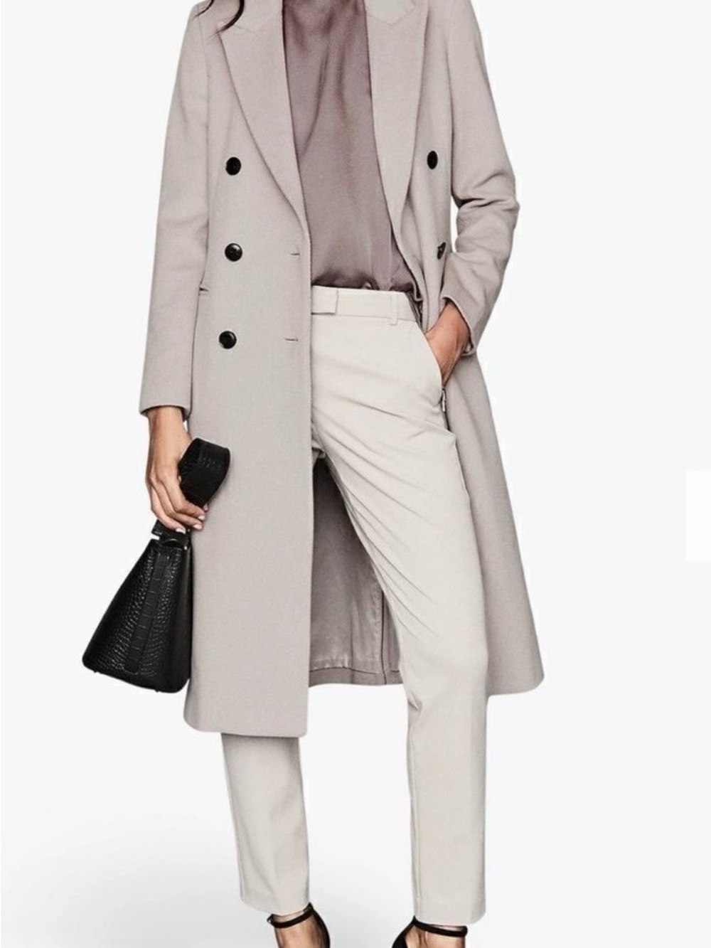 Reiss Wool Blend Tailored Coat | Double-Breasted | Like New